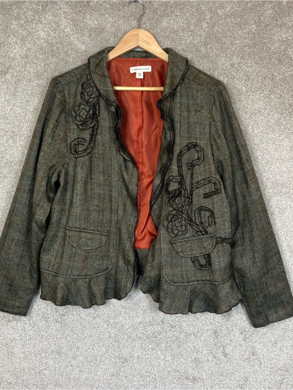 Coldwater Creek Jacket Womens 18 Tweed Floral Long Sleeve Blazer Lined New-5290